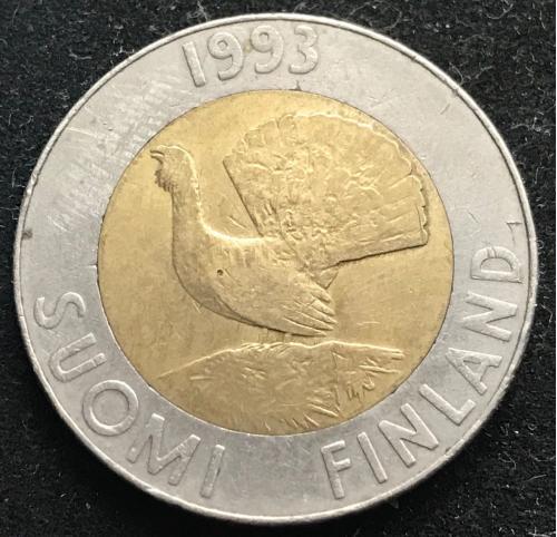 Финляндия 10 марок 1993 глухарь