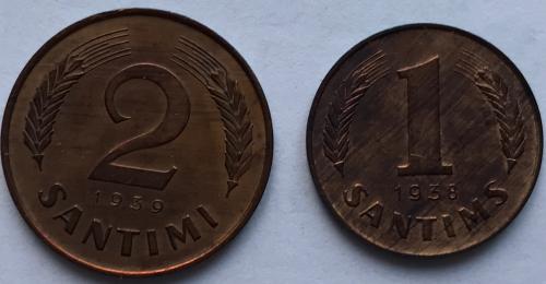 Латвия 2 сантима 1939 UNC