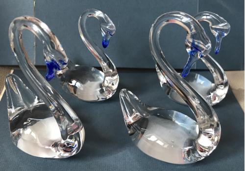 Лебеди статуэтки фигурки из стекла комплект 4 штуки гнутое стекло 