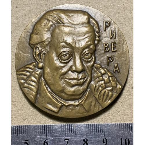 Настольная медаль 100 лет со дня рождения Диего Ривера 1886 -1957 1987 ЛМД D-60мм Томпак