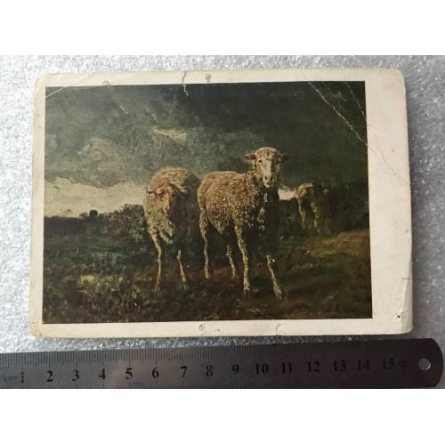 открытка 1929 Тройон Овцы № 11 издание Музея Изящных искусств ГОЗНАК почтовая карточка Хро-Гиз