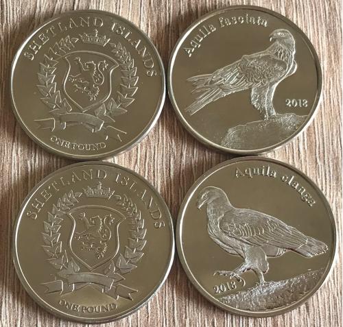 Shetland islands one pound 1 нижня монета  2018 СОКОЛ ПТИЦЫ фунт Шотландия Шетландские острова