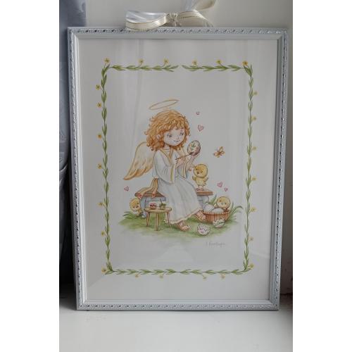 Акварельна картина ′Великодній Ангел′ 30х40см