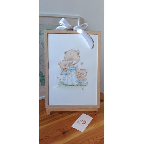 Акварельні подарункові картини з ведмедиками  Мамина любов