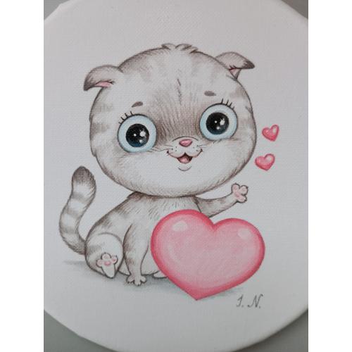 Картина на круглому полотні "Кіт Л", диаметр 19см