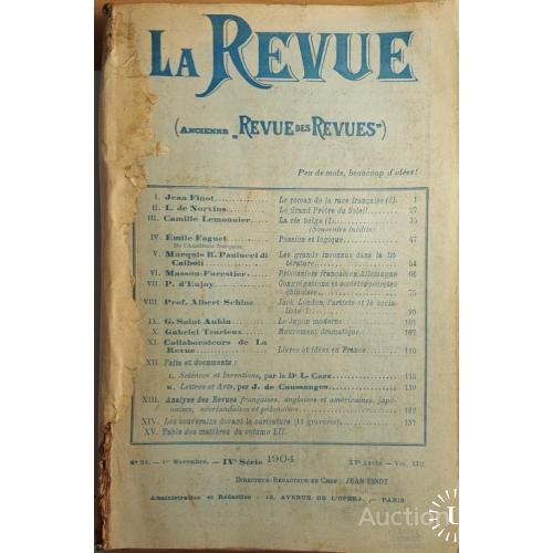 1378.9   журнал Revue 1904 г. № 21. november- 4 Serie. directeur- redacteur : Jean Finot.