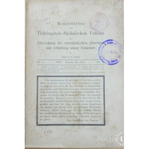 1971.38  Monatsblätter des Thüringisch-Sächsischen Vereins. 1888 № 4.