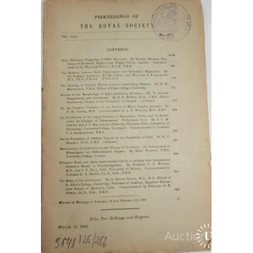 2084.39 Proceedings of the RoyalSoiety 1903 г. №472  март 14.Труды Лондонского королевского общества