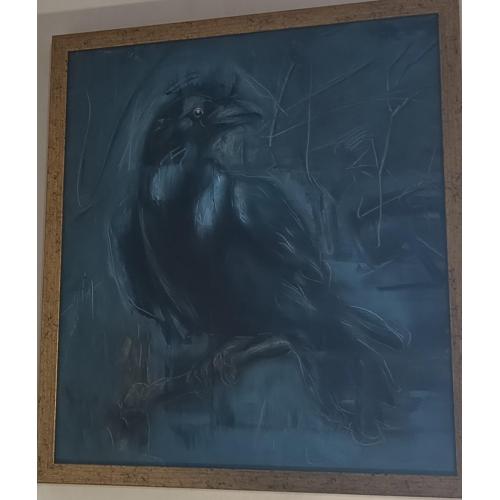Картина,  ворона на синем фоне, известный Украинский художник из Ровно