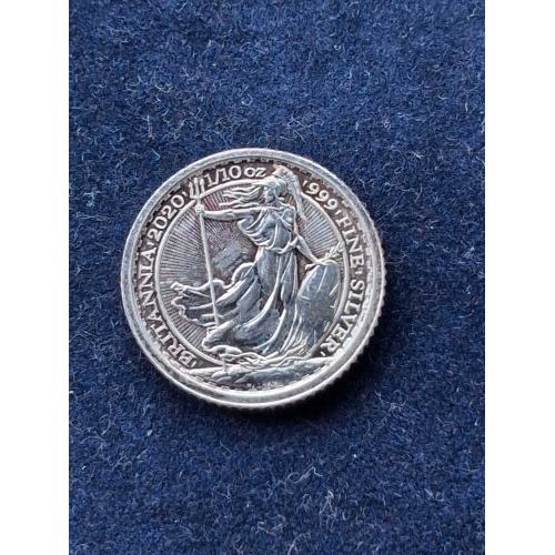 20 пенсов 1/10 унции серебра Великобринания  2020 г. (серебро 999)