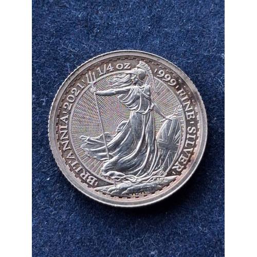  50 пенсов , 1/4 унции серебра Великобритания  2021 г. (серебро 999)
