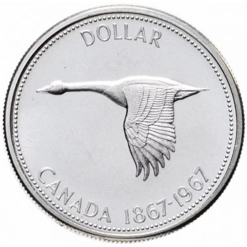  1 доллар Канада 1976 г.  "100 лет Конфедерации Канада" (серебро)