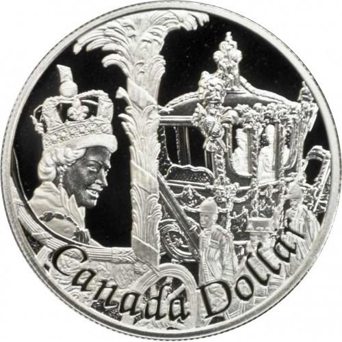 1 доллар Канады 2002 г. "50 лет правлению Королевы Елизаветы II /герб/" (серебро)