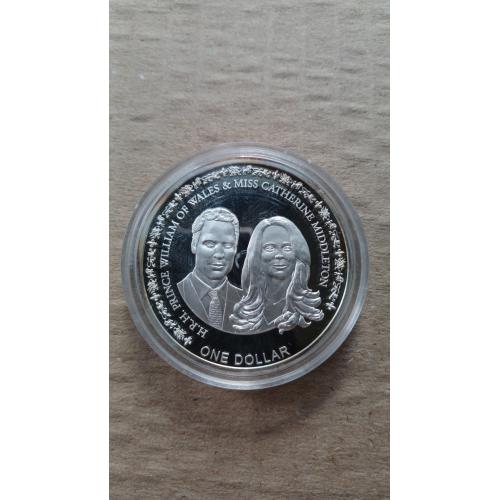 1 доллар о.Ниує 2011 г. "Свадьба принца Уильяма и Кэтрин Миддлтон" (посеребрение)
