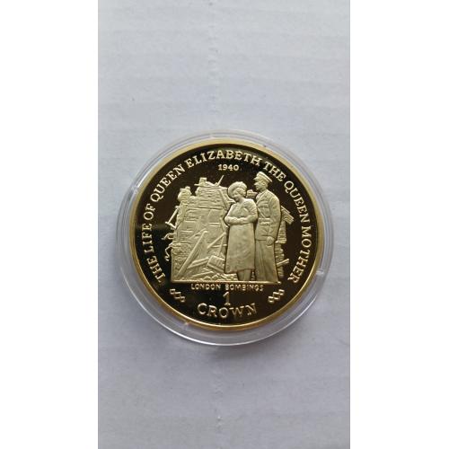1 крона  Гибралтар 2000 г. (серебро) 	Жизнь Королевы-Матери - Бомбардировки Лондона 1940