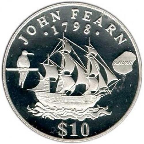 10 долларов Науру 1994 г. Джон Фирн.(серебро)