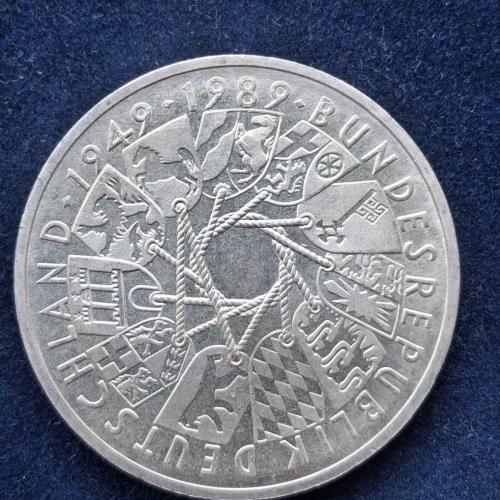 10 марок Германия  1989 г. "40 лет ФРГ" (серебро) 