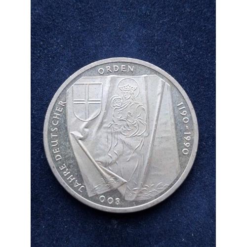 10 марок Германия  1990 г. "800 лет Тевтонскому Ордену" (серебро) 