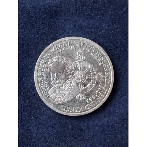 10 марок Германия  1992 г. "150 лет ордену Pour-le-Merite за заслуги в науке и искусстве" (серебро) 