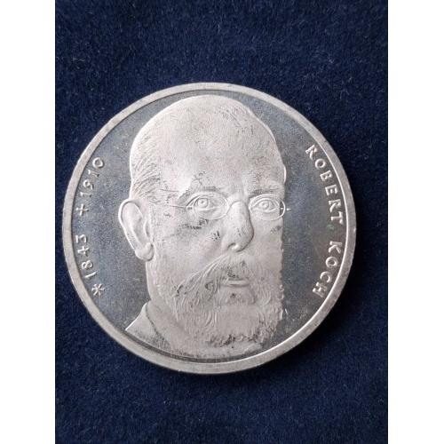 10 марок Германия  1993 г. "150 лет со дня рождения Роберта Коха" (серебро) 