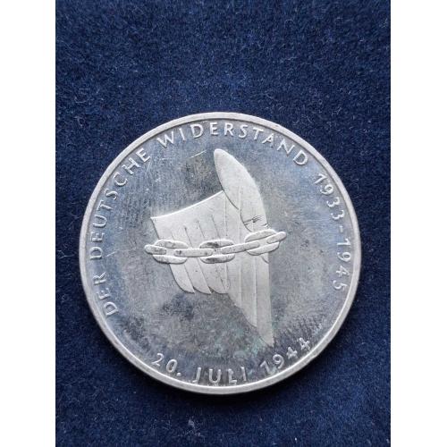 10 марок Германия  1994 г. "50 лет с момента покушения на Адольфа Гитлера" (серебро) 