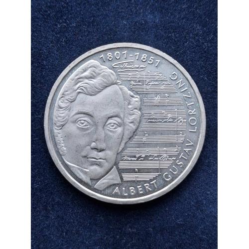 10 марок Германия  2001 г. "200 лет со дня рождения Альберта Лорцинга" (серебро) 