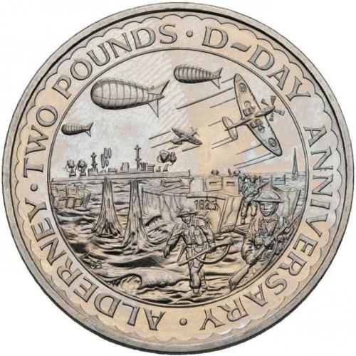 2 фунта 1994 г. Олдерни "50 годовщина высадки в Нормандии"