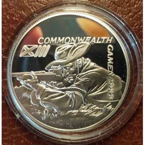 2 фунта Фолклендские острова 1986 г. "XIII Игры Содружества 1986 - стрельба" (серебро)