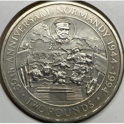 2 фунта Гернси 1994 г. "50 лет высадке в Нормандии" 