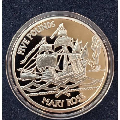 5 фунтов Гернси 2009 г. (Серебро) "Мери Роз"
