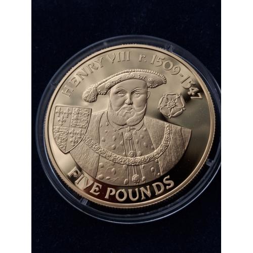 5 фунтов остров Олдерни  2007 г. HENRY VIII (серебро+позолота)