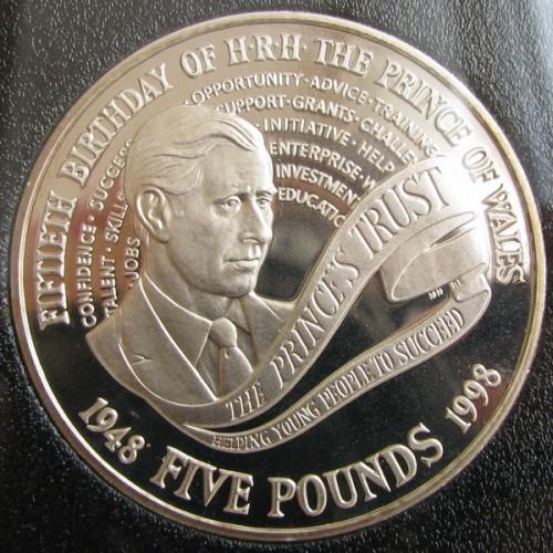 5 фунтов Великобритания 1998 г.  "50 лет принцу Чарльзу"