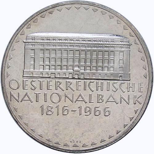 Австрия 50 шиллингов 1966 г. 150 лет Национальному банку (Серебро)