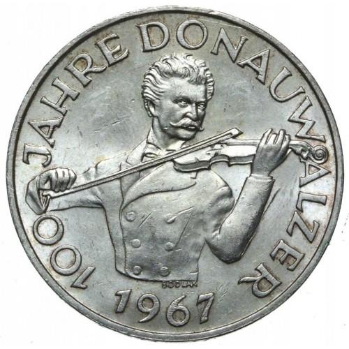 Австрия 50 шиллингов 1967 г. 100 лет вальсу "На прекрасном голубом Дунае" (Серебро)