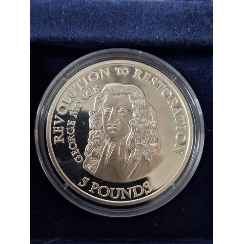 Джерси 5 фунтов, 2010 г. "От Революции к Восстановлению - Джорж Монк" (серебро).