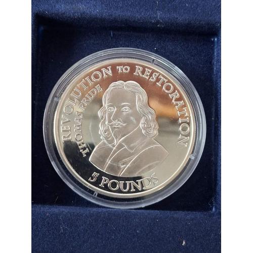 Джерси 5 фунтов, 2010 г. "От Революции к Восстановлению - Томас Прайд" (серебро).
