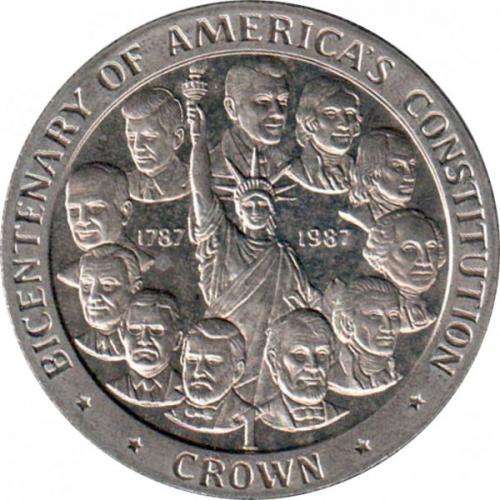  Крона о. Мэн 1987 г.  "200 лет Конституции США"