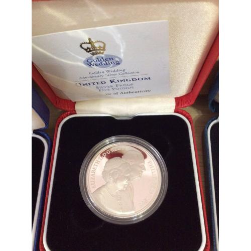 Монета 5 фунтов 1997 г. Золотая свадьба (серебро)