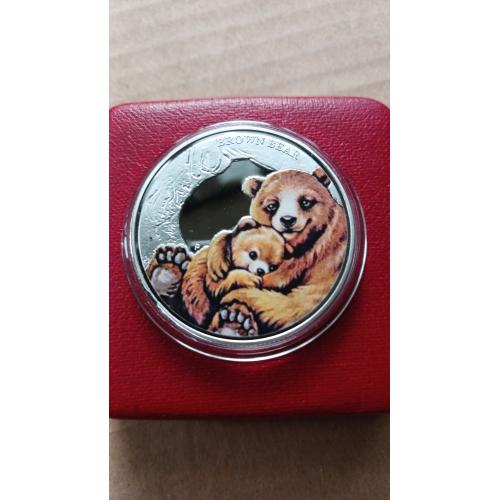 Монета Тувалу 2014 г. "Brown bear"