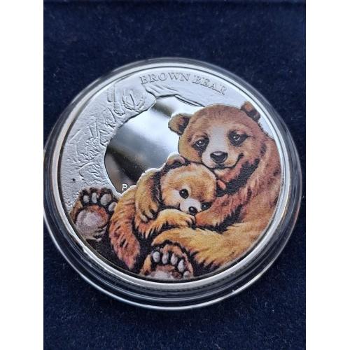 1/2 oz 999 silver Тувалу 2014 г. (Бурый медведь)
