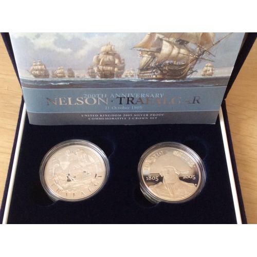 Монеты Великобритании 5 фунтов Нельсон - Трафальгар (Серебро)