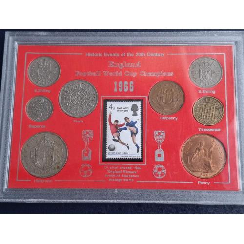 Набор монет Великобритании 1966 + марка (чемпионат мира по футболу 1966 г.)