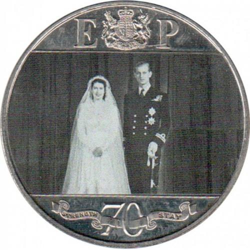 Одна крона Гибралтар 2017 г. "70 лет свадьбе Королевы Елизаветы II и Принца Филипа"