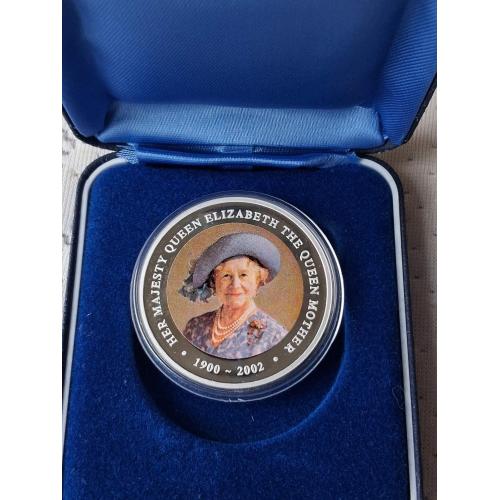 Острова Кука 1 доллар, 2002 г. Королева Елизавета Королева-мать (серебро)