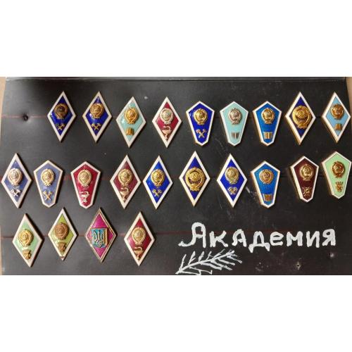 Подборка значков СССР об окончании обучения 