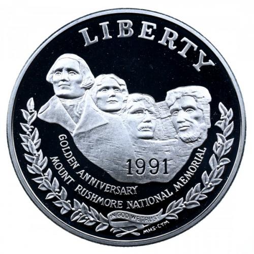 США один доллар 1991 г. "50 лет Национальному мемориалу Рашмор"