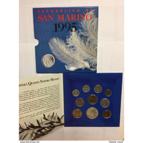 Уценка - (А-512) Набор монет Сан Марино 1995 г. в банковском блистере (1000 лир - серебро)