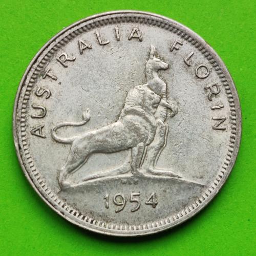 (А-512) Серебро - Австралия 1 флорин 1954 г.