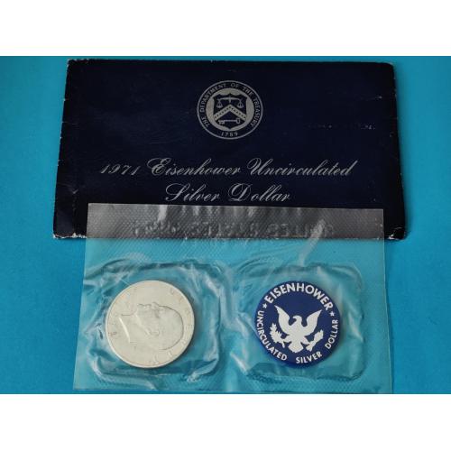 Уценка - (А-512) Серебро - США 1 доллар 1971 Ейзенхауер