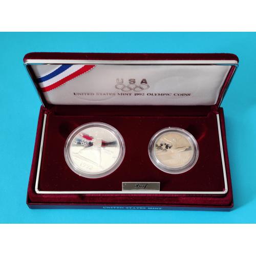 Уценка - (А-512) США набор 1992 г. Олимпийсие игры пруф 1 монета серебро 